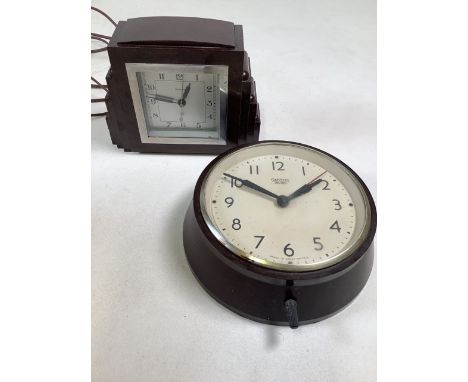 Two Bakelite clocks to include a Smiths sectric wall clock and a Hammond Art Deco style mantle clock. Smiths 20cm(d). Hammond