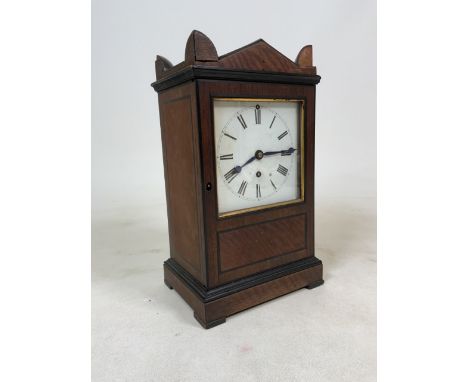 Vuillamy of London. A 19th century mantle clock with ebony string inlay by Vulliamy of London, the circular dial with Roman n
