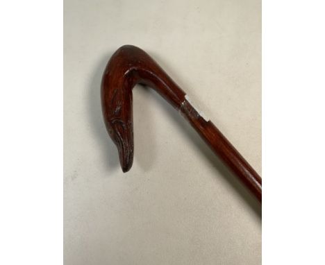 An eel head walking stick.   H:88cm