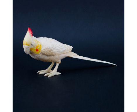 Vintage Chinese Carved Ivory Bird Figurine. Polychrome decorated. Unsigned. Good condition. Measures 4-1/2" H x 10" L. We Wil