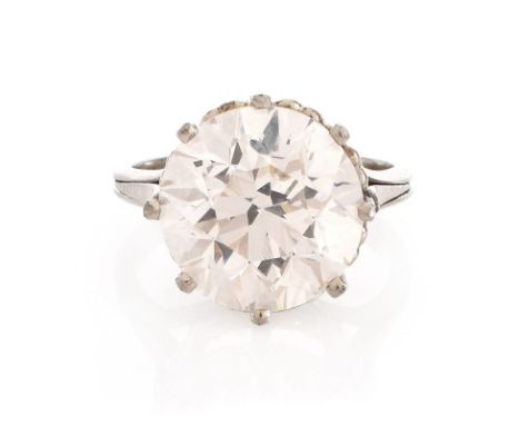 GIA Certified 8.23 Carat Round Brilliant Cut Diamond and 18 Karat White Gold Engagement Ring. Diamond K color, VS1 clarity. U