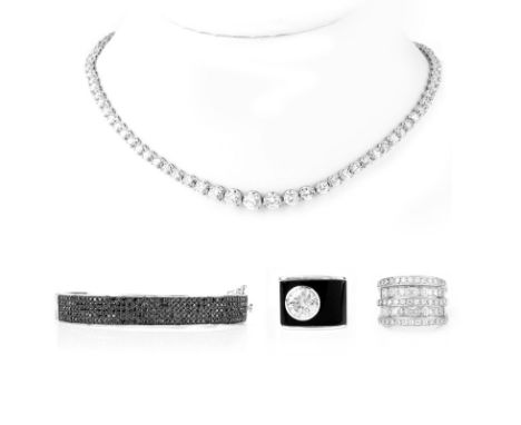 Four (4) Pieces Vintage Sterling Silver And CZ Costume Fashion Jewelry. All but bracelet marked. Good condition. Shipping $28