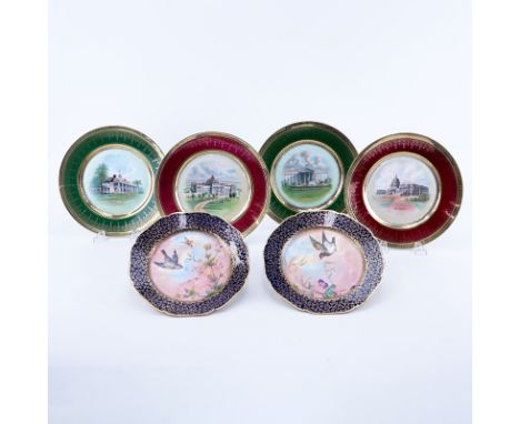 Collection of Six (6) Vintage Porcelain Cabinet Plates. Includes: two Limoges Haviland deposse and four Silesia Tatler. All s