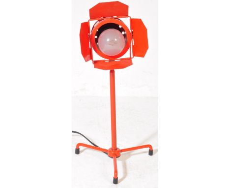 A retro vintage mid 20th Century photo film set theatre cinema industrial table lamp light. Of metal construction with four q