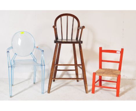 A selection of three 20th Century children's chairs including a Philippe Starck for Kartell Lou Lou Ghost Chair in transparen