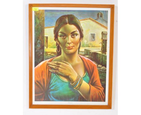 After J. H. Lynch (British, 1911 - 1989) - A vintage 20th century J. H. Lynch print of 'Lalinda' Spanish girl portrait. Origi