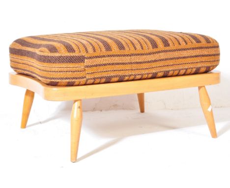 Lucian Ercolani - Ercol - Model 205 footstool - A 1970's retro beech and elm footstool ottoman with the original woollen upho