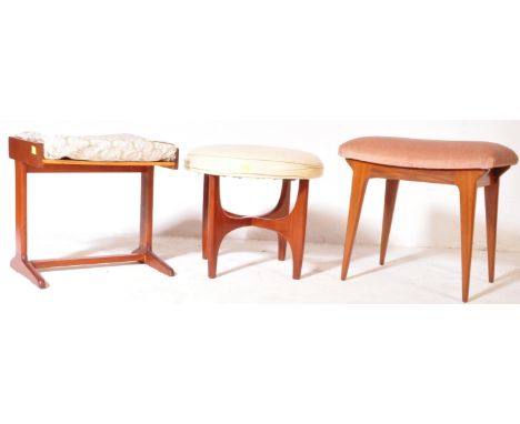 Victor B. Wilkins - G-Plan - Fresco - A 1960's retro vintage dressing table / vanity stool comprising of a teak wood cross se
