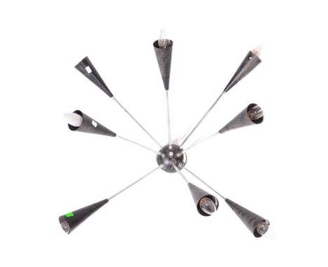 A contemporary Italian style 'Taller Uno' multi-arm ceiling space age sputnik style chandelier light. The light six separate 