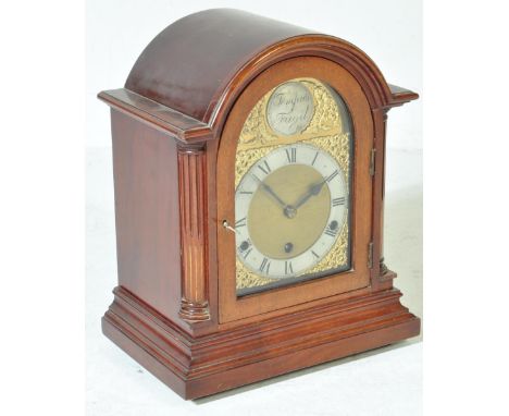 Tempus Fugit - Westminster striking mantel clock. A vintage 20th Century clock housed in a mahogany case with dome top, gilt 