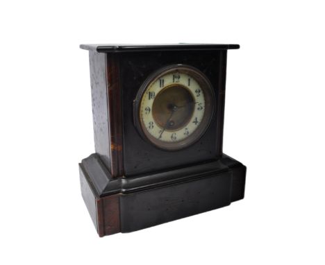 Victorian 19th century slate and marble 24 hour mantel clock. Arabic number chapter ring with gilded centre, the brass 24hr m