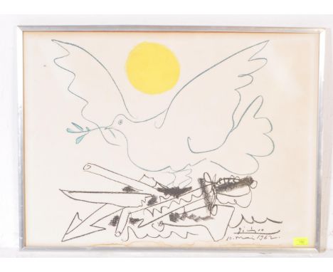 After Pablo Picasso (1881 - 1973) - A vintage 20th century large print of Pablo Picasso 1962 'Colombe au Soleil' crayon drawi