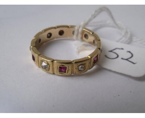 18ct ruby & diamond eternity ring  approx size N 4.3g       