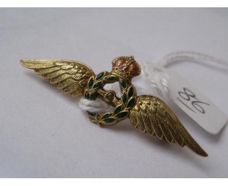 9ct and enamel wing brooch 4g     