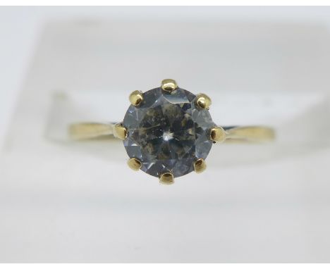 A 9ct gold and white stone ring, 0.9g, H