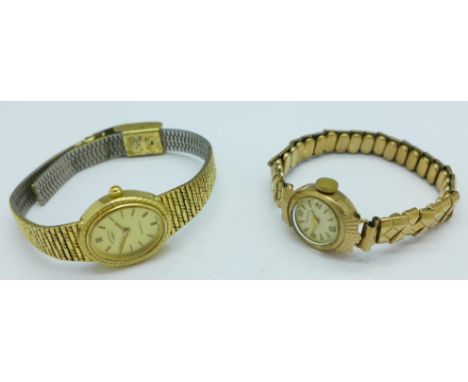 A lady's Rodania 9ct gold cased wristwatch and a lady's Rotary wristwatch