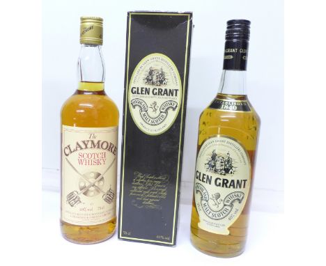 Two bottles; Glen Grant Highland Malt Scotch Whisky and The Claymore, both 75cl