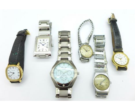 Six wristwatches including Rotary and Bulova