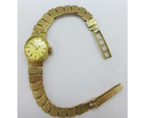 A lady's 9ct gold cased Rotary wristwatch with a 9ct gold bracelet, total weight 12.9g