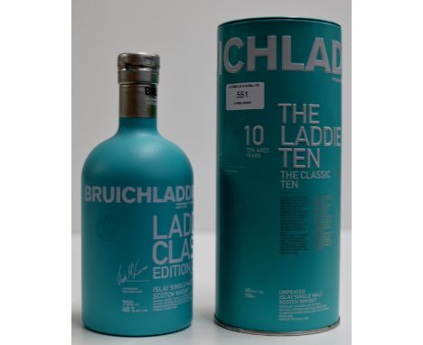 A BOTTLE OF BRUICHLADDICH "THE LADDIE TEN / THE CLASSIC TEN" AGED 10 YEARS UNPEATED ISLAY SINGLE MALT SCOTCH WHISKY WITH PRES