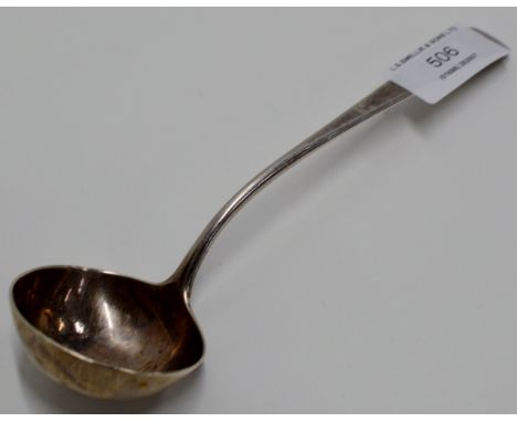 A MONOGRAMMED GEORGE III STERLING SILVER LADLE, WITH LONDON ASSAY MARKS     