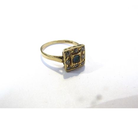 An 18ct gold opal and diamond ring in square mount, size L, 2.6g 