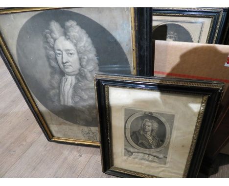 A quantity of 18th Century portrait etchings, framed and glazed  (10)