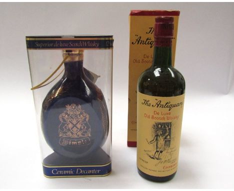 The Antiquary De Luxe Old Scotch Whisky 26 2/3ozs boxed, Dimple Ceramic Decanter, 75cl boxed 