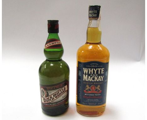 Black Bottle Scotch Whisky Gordon Graham and Co blended 75cl, Whyte and Mackay twice matured Scotch Whisky 1ltr (2)