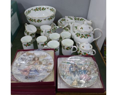 A Royal Grafton Noel tea service and six Royal Worcester NSPCC Christmas plates, complete set with certificates **PLEASE NOTE