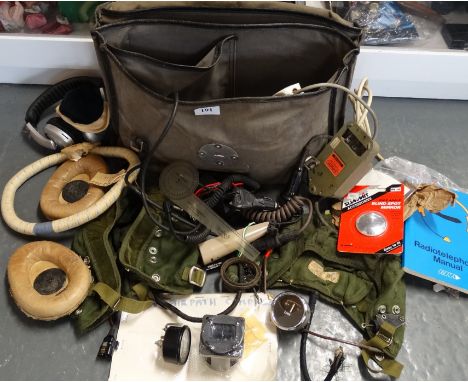 Pilots bag & contents inc. Compass, 2 caps, meters etc. 
