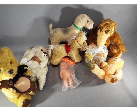 Bears - a mixed lot of vintage bears to include Chad Valley, wind up vintage bear, Rag Book pony, vintage blocks and a vintag