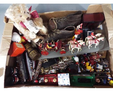 A mixed lot to include model ships, soldiers, playing cards, a Canterbury bear and further collectables 