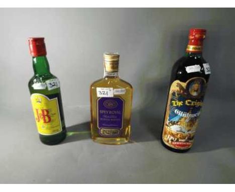 A lot containing three bottles to include The Original Glühwein, Gerstacker, a half bottle of Spey Royal Scotch whisky 35cl, 