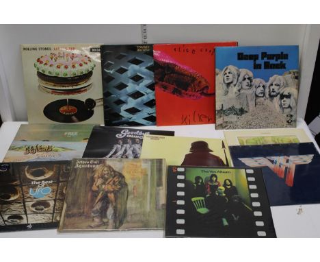 A selection of collectable LP records including Rolling Stones, Free, Alice Cooper, Deep Purple, Gensis, UFO and Yes 