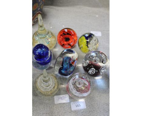 A job lot of assorted glass paperweights including Caithness 