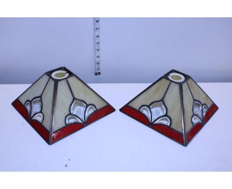 A pair of vintage stained glass shades 
