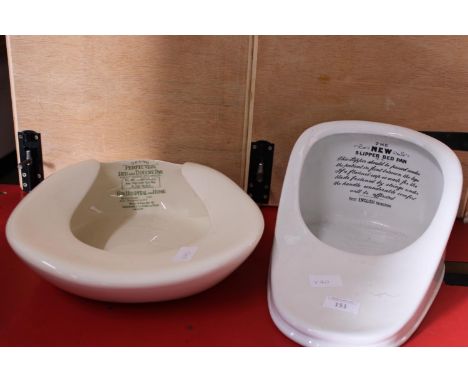 Two vintage ceramic bedpans 
