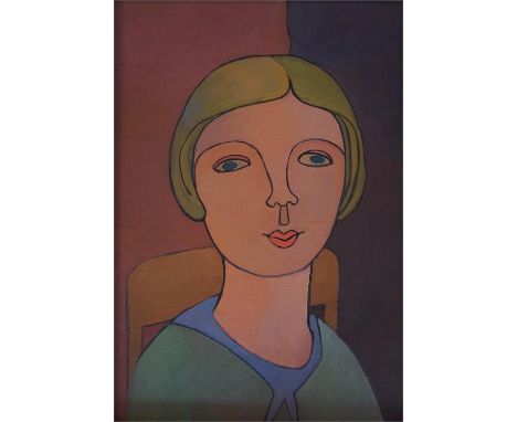 Framed oil on canvas portrait by Russian artist 'Marina Jijina' with handwritten note on back.