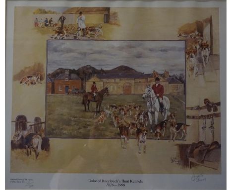 Limited edition print Duke of Buccleuch hunt kennels 1826 - 1996. Number 35 of 300. Artist Judith Stowel