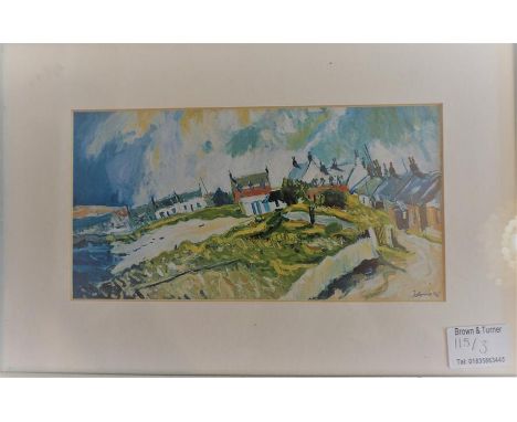 3 framed watercolours of a highland bridge and an original watercolour by " |A Graham and a Jolomo print