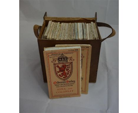 Leather cased collection of ordnance survey maps of Scotland
