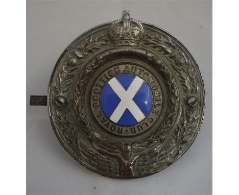 A 1930's chromed and enamelled 'Royal Scottish Automobile Club Badge' numbered on reverse 'BJL 201' 