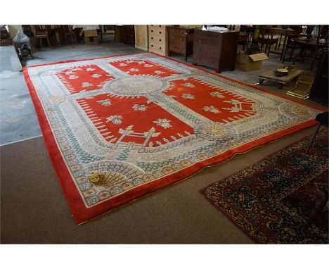 Red & cream Tin San carpet, width 145 inches (12 ft) length 220 inches (18 ft)  