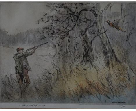 A framed limited edition print by Henry Wilkinson 'shooting pheasant' which is signed and numbered