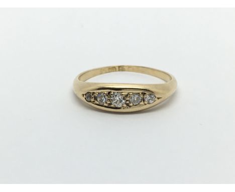 An 18ct gold vintage five stone diamond ring, approx 3.6g and approx size O-P.