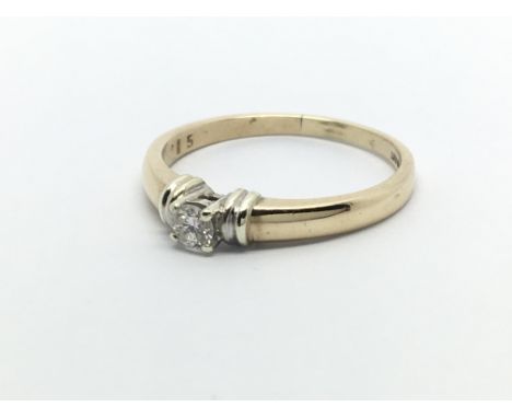 A 9ct gold solitaire diamond ring, approx.15ct, approx 2.5g and approx size Q-R.