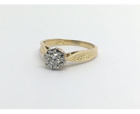 An 18ct gold ten point solitaire diamond ring, approx 2.8g and approx size H.