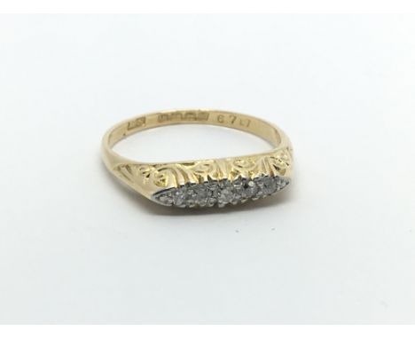 A vintage 18ct gold five stone diamond ring, approx 2.8g and approx size P.