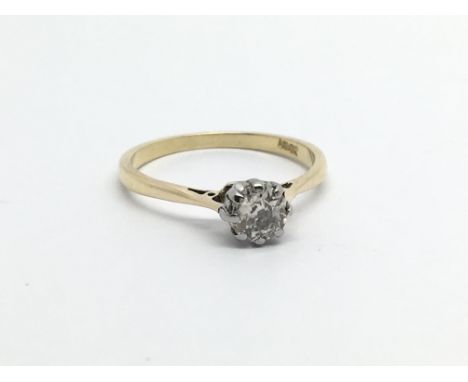 An 18carat gold ring set with an old cut diamond Approximately 0.33 of a carat ring size JK